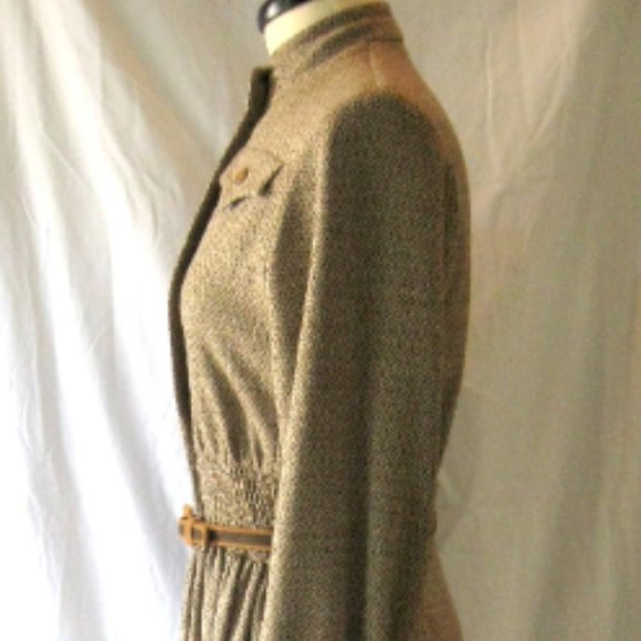 Vintage JAMES GALANOS Couture Tailored Brown Knit Midi Dress, Sz 8 - Picture 3 of 9